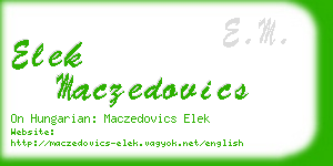 elek maczedovics business card